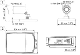 AXIS M2014-E from Axis Communications - dimension diagram showing mounting measurements