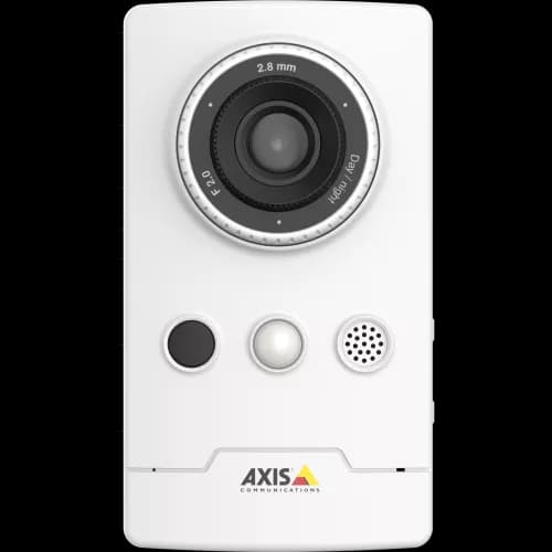 AXIS M1065-L from AXIS COMMUNICATIONS - IP Camera has PoE and edge storage. The camera is viewed from its font.