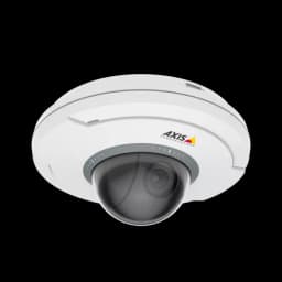 M5074 PTZ Camera black and white with a AXIS LOGO viewed from its right from AXIS COMMUNICATIONS