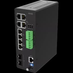 AXIS D8208-R from AXIS COMMUNICATIONS - Industrial PoE++ Switch, viewed from its left angle