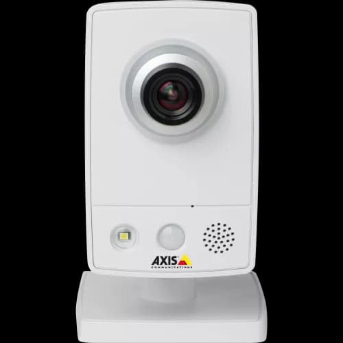 AXIS M1034-W from AXIS COMMUNICATIONS - IP camera in a small and smart design. The camera is viewed from its front.